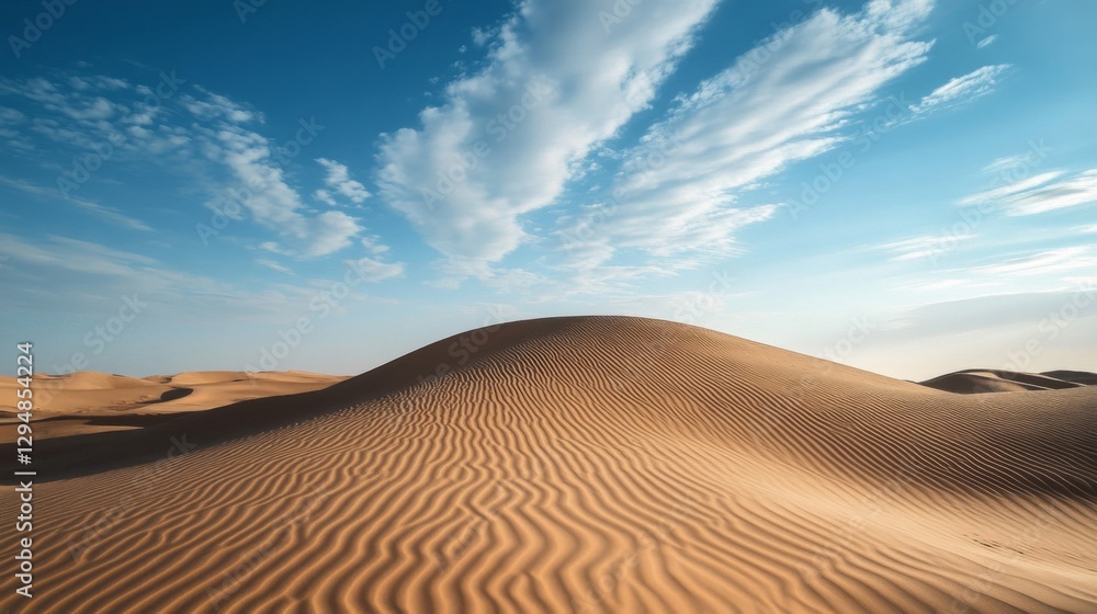 Naklejka premium Expansive Desert Landscape Under a Blue Sky