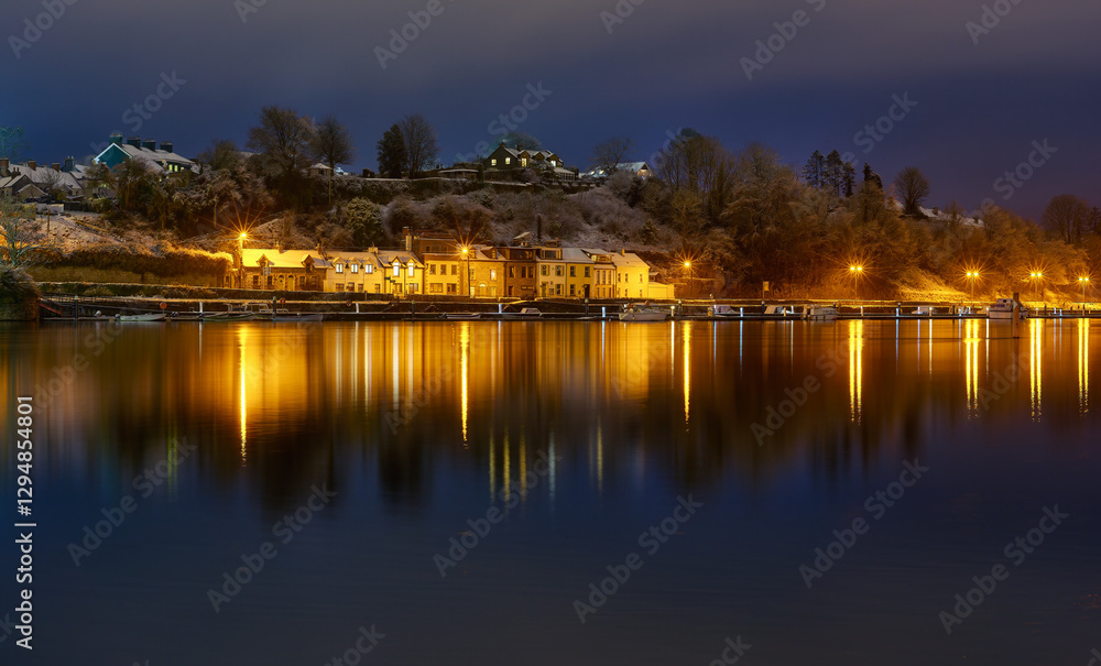 Fototapeta premium First snow in a small Irish village