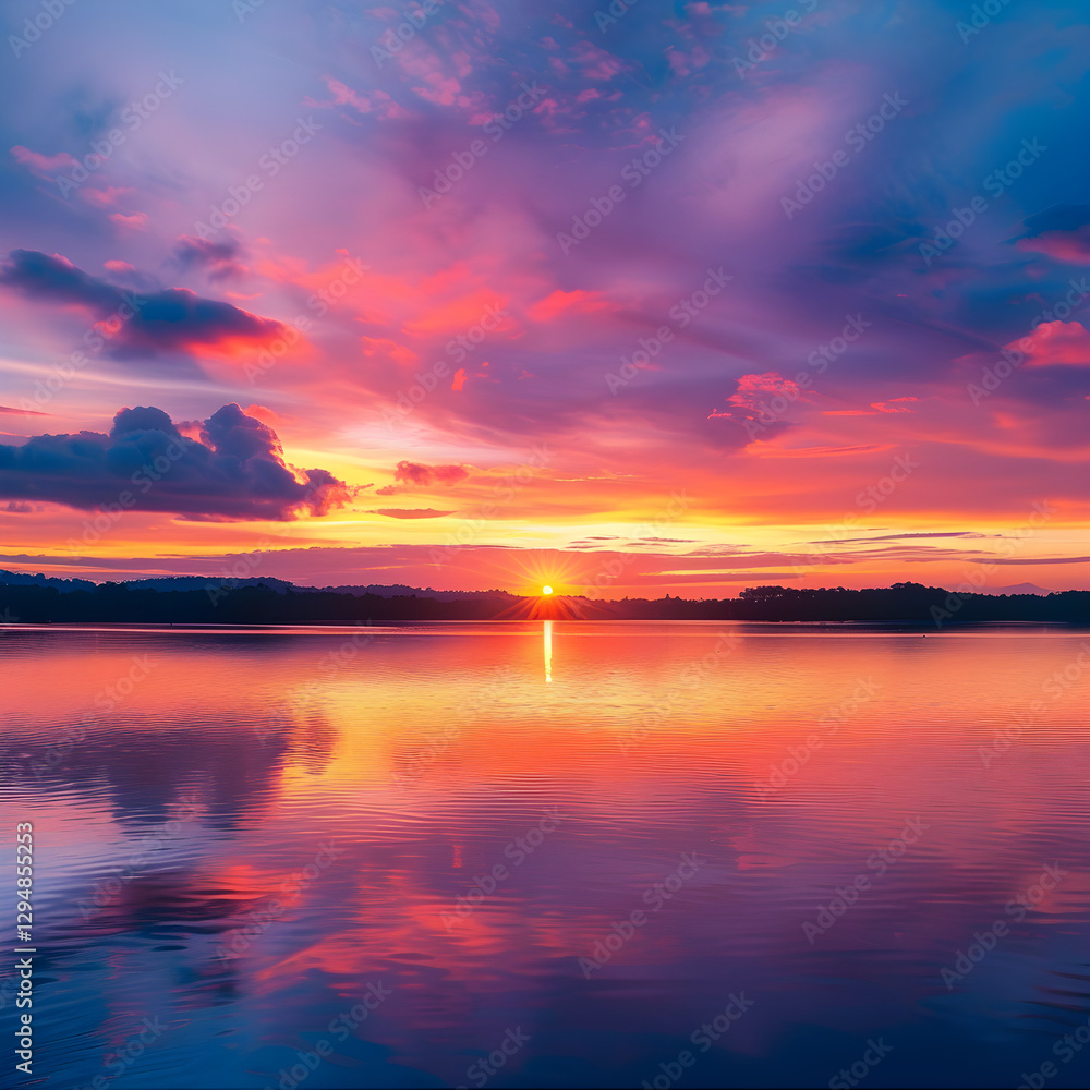 Sunrise Over Serene Lake – A Tranquil Morning Displaying Nature's Beauty and Promise of a New Day Sunrise Over Serene Lake – A Tranquil Morning Displaying Nature's Beauty and Promise of a New Day