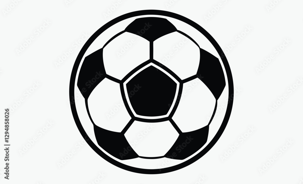 Fototapeta premium Soccer ball silhouette, sports equipment icon, black and white vector