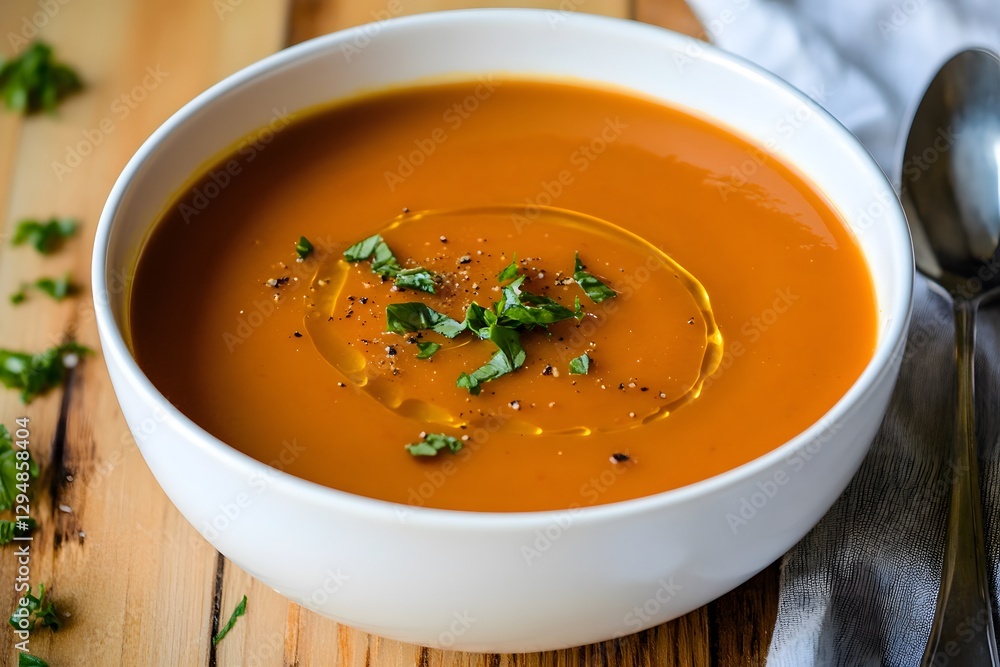 Delicious Creamy Autumn Butternut Squash Soup in Bowl Delicious Creamy Autumn Butternut Squash Soup in Bowl