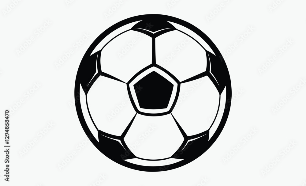 Fototapeta premium Soccer ball silhouette, sports equipment icon, black and white vector
