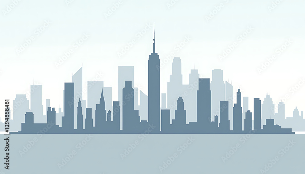 Silhouette of city skyline with modern buildings Silhouette of city skyline with modern buildings