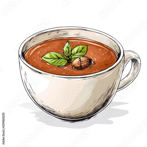 Chestnut soup minimalist 2D vector graphic illustration sketch on a white background.

