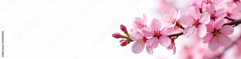 White background with isolated pink branches of Philadelphus flowers, bloom, White background with isolated pink branches of Philadelphus flowers, bloom,
