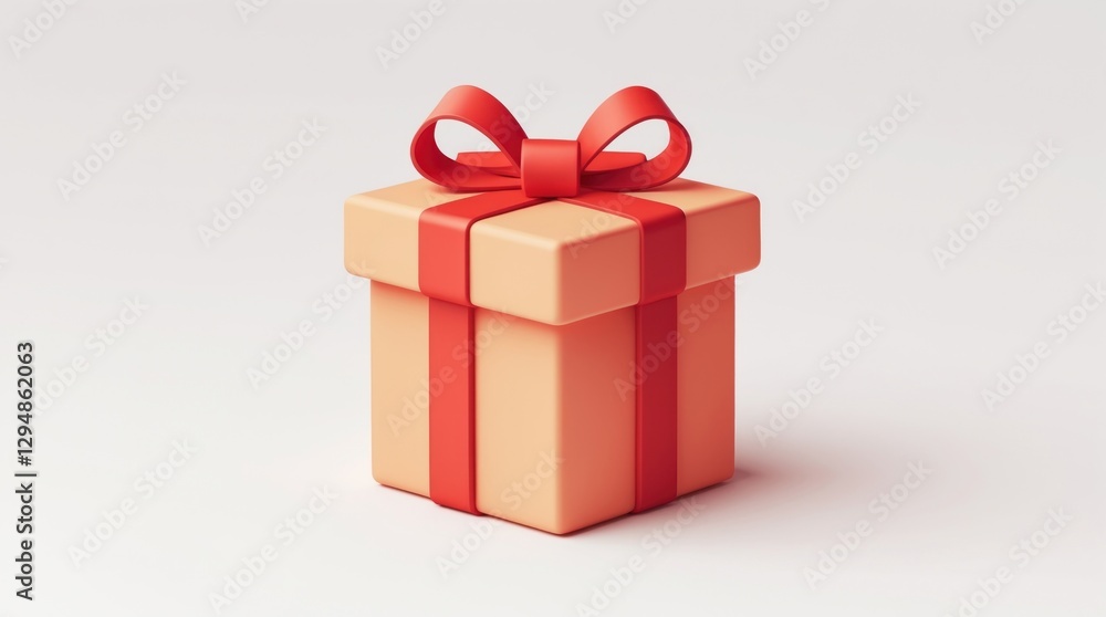 Obraz premium Elegant Gift Box with Red Ribbon: Perfect for Celebrations and Festive Occasions