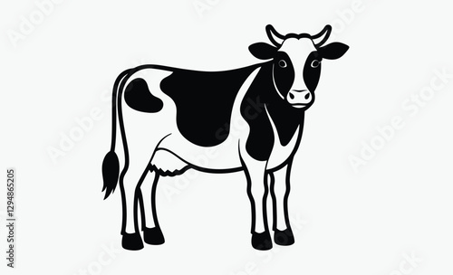 Cow silhouette, farm animal icon, black vector illustration
