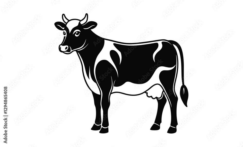 Cow silhouette, farm animal icon, black vector illustration Cow silhouette, farm animal icon, black vector illustration