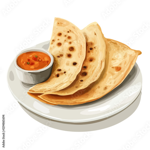 Dosas minimalist 2D vector graphic illustration sketch on a white background.

