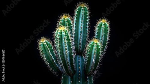 Dramatic Cactus Specimen on Dark Background with Striking Lighting and Bold Design photo