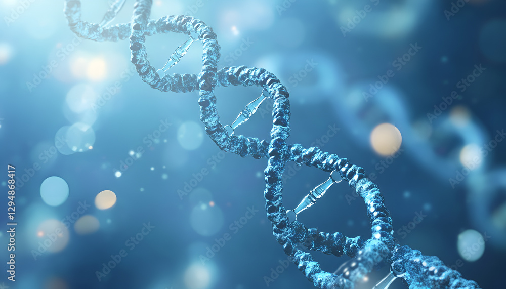 DNA Double helix on blue background. 3D rendering DNA Double helix on blue background. 3D rendering