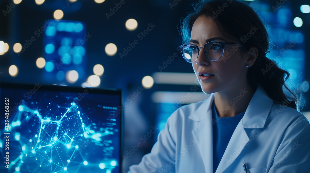 A female professor presenting a development plan in a modern classroom A female professor presenting a development plan in a modern classroom