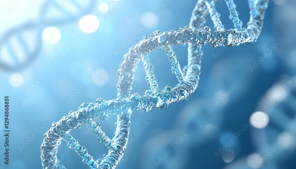 DNA Double helix on blue background. 3D rendering DNA Double helix on blue background. 3D rendering