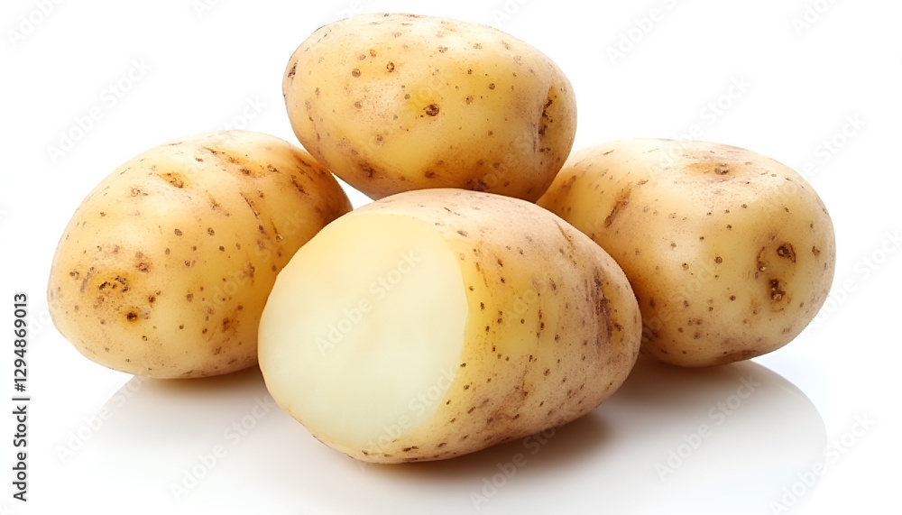 Tasty young boiled potato isolated on white Tasty young boiled potato isolated on white
