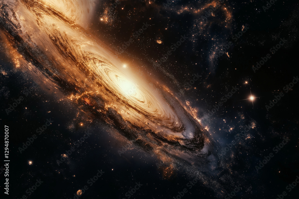 Fototapeta premium Mesmerizing deep space scene showcasing swirling galaxies and scattered stars redefining the vast cosmic expanse