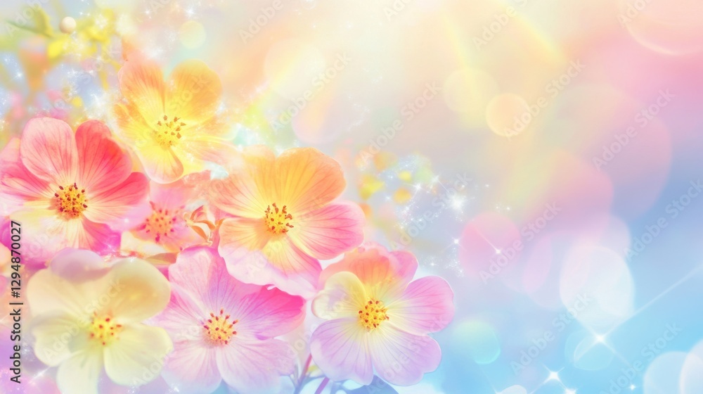 Beautiful background template made of Spring flowers. Beautiful background template made of Spring flowers.