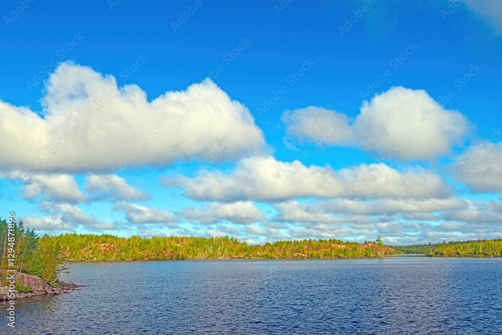 Puffy Clouds on Backcountry Lake