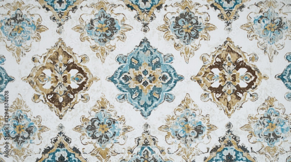 Detailed patterned fabric design, possible upholstery or home decor use Detailed patterned fabric design, possible upholstery or home decor use