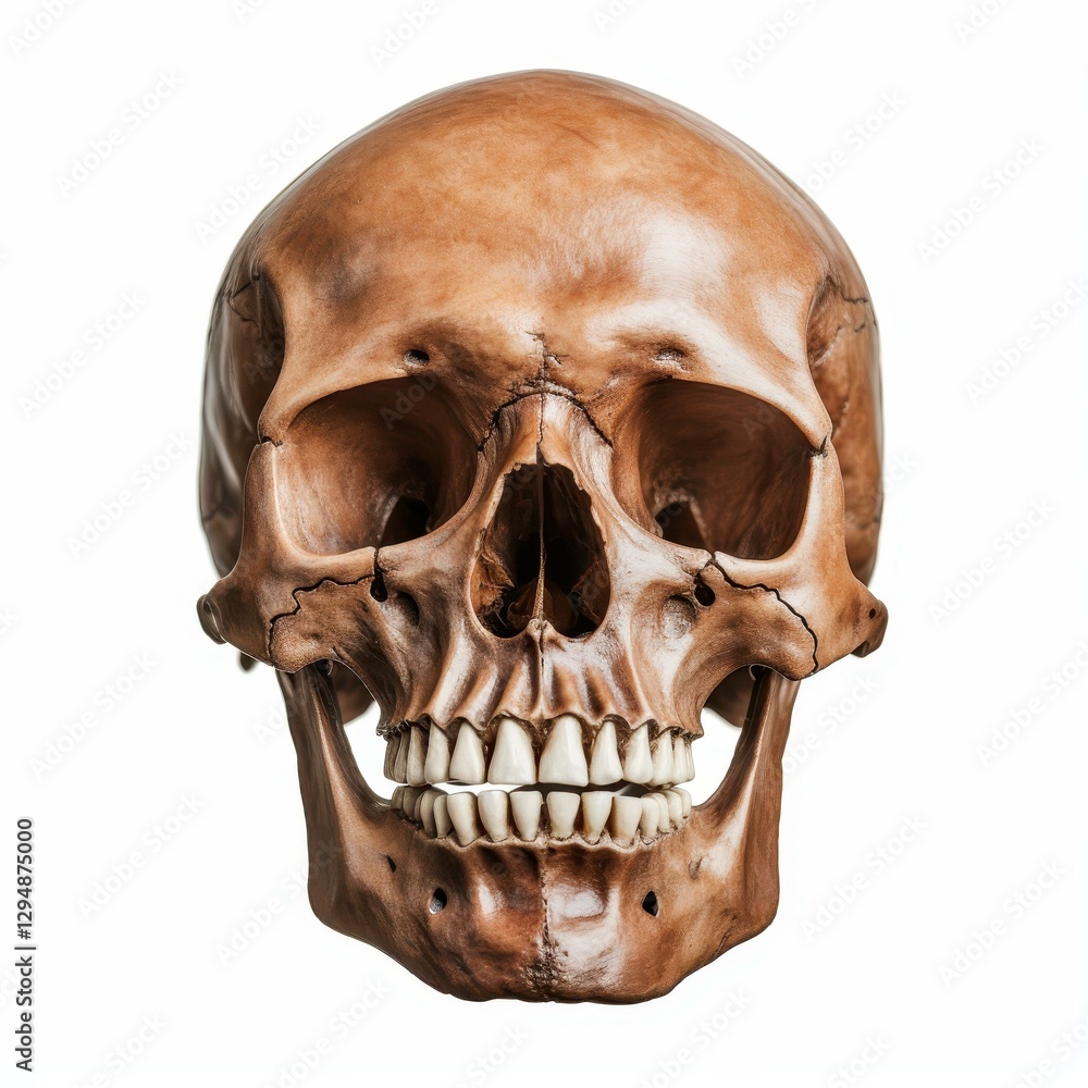 Fototapeta premium A striking di cut of a human skull, perfectly isolated on a clean white background, ideal for design projects.