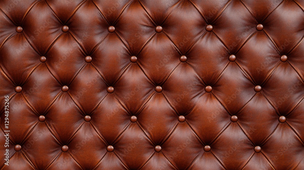 Fototapeta premium Rich brown leather texture with tufted pattern, perfect for upholstery and interior design accents. A classic touch for any space.