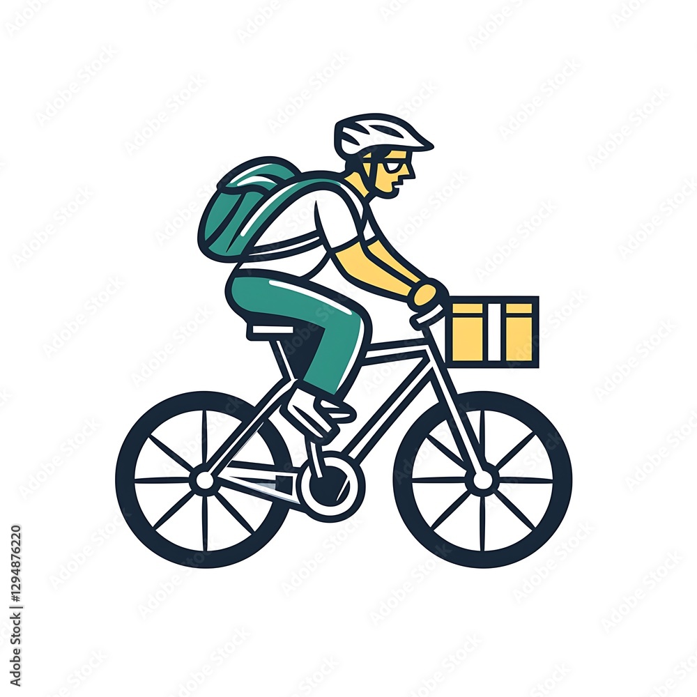 Bike delivery rider icon, showcasing a simple and clean design, perfect for delivery services and logistics, isolated on white background Bike delivery rider icon, showcasing a simple and clean design, perfect for delivery services and logistics, isolated on white background