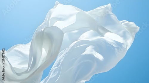 Billowing White Sheets Dancing in a Soft Breeze Against a Clear Blue Sky