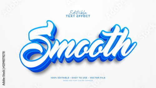 Editable blue text effect, clean and smooth text style effect