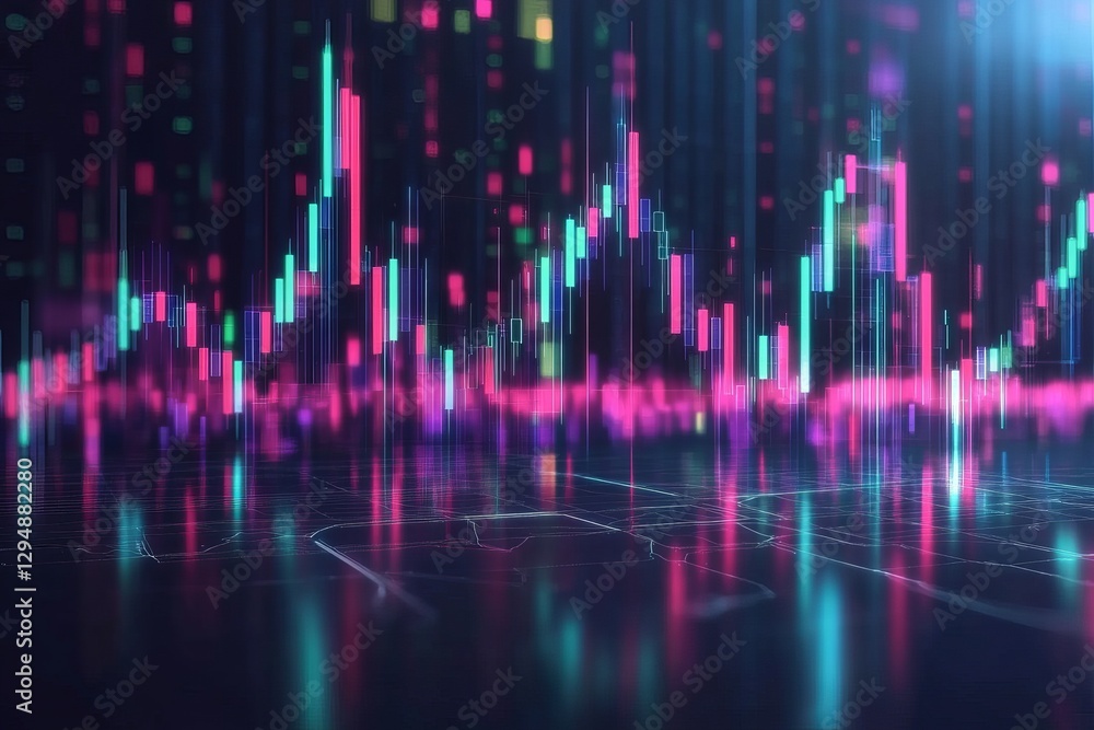 Abstract Neon Stock Market Candlestick Chart Financial Digital Technology Background Modern Futuristic Pink Purple Teal Blue Glow Graphic Design Abstract Neon Stock Market Candlestick Chart Financial Digital Technology Background Modern Futuristic Pink Purple Teal Blue Glow Graphic Design