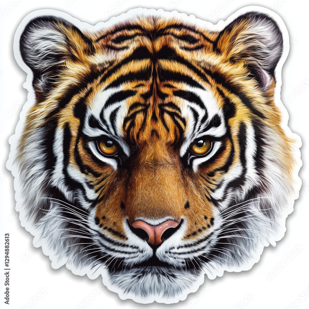 contour-cut sticker Tiger aesthetic quality of the beautiful, 3d rendering, design sticker, vector art sticker, high resolution, detailed, on white background generated AI contour-cut sticker Tiger aesthetic quality of the beautiful, 3d rendering, design sticker, vector art sticker, high resolution, detailed, on white background generated AI