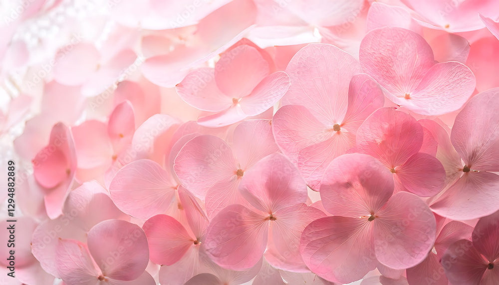 Soft pink petals of hydrangea flowers overlapping each other, creating a delicate and ethereal floral composition Generative AI Soft pink petals of hydrangea flowers overlapping each other, creating a delicate and ethereal floral composition Generative AI