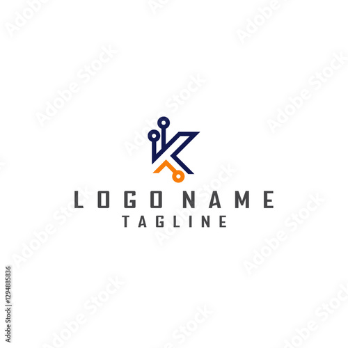 Free Download Letter K circuit technology logo - GFXLoad