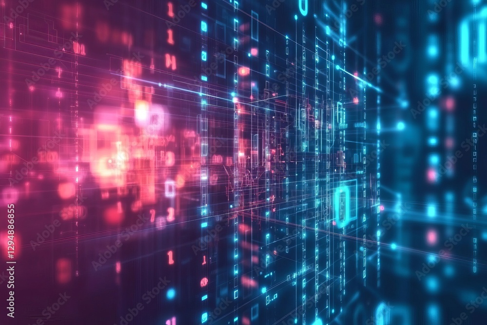 Abstract Digital Data Stream Pink Blue Neon Glowing Lines Technology Background Futuristic Network Modern Design Graphic Illustration Bright Colorful Abstract Digital Data Stream Pink Blue Neon Glowing Lines Technology Background Futuristic Network Modern Design Graphic Illustration Bright Colorful