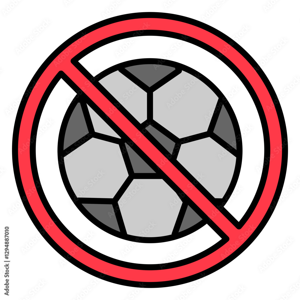 Illustration of No Ball Games Sign Filled Icon Illustration of No Ball Games Sign Filled Icon