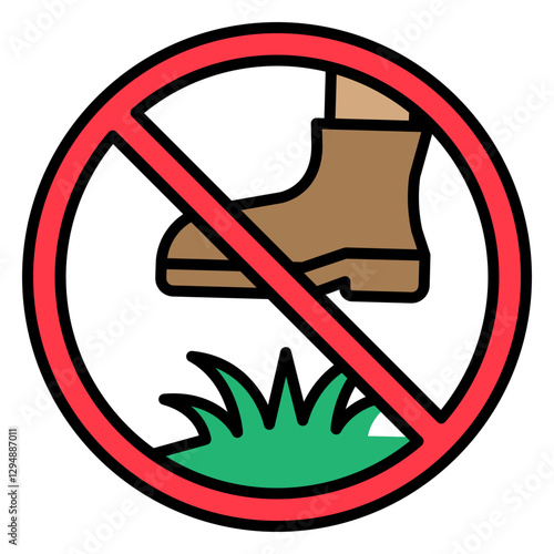 Illustration of Keep Off the Grass Sign Filled Icon
