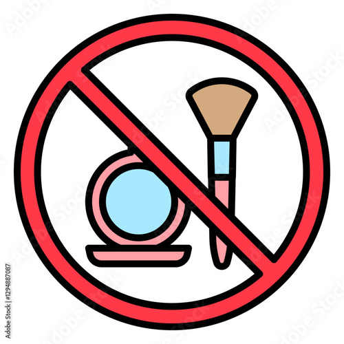 Illustration of No Cosmetics Sign Filled Icon