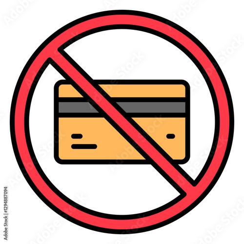 Illustration of No Credit Card Sign Filled Icon