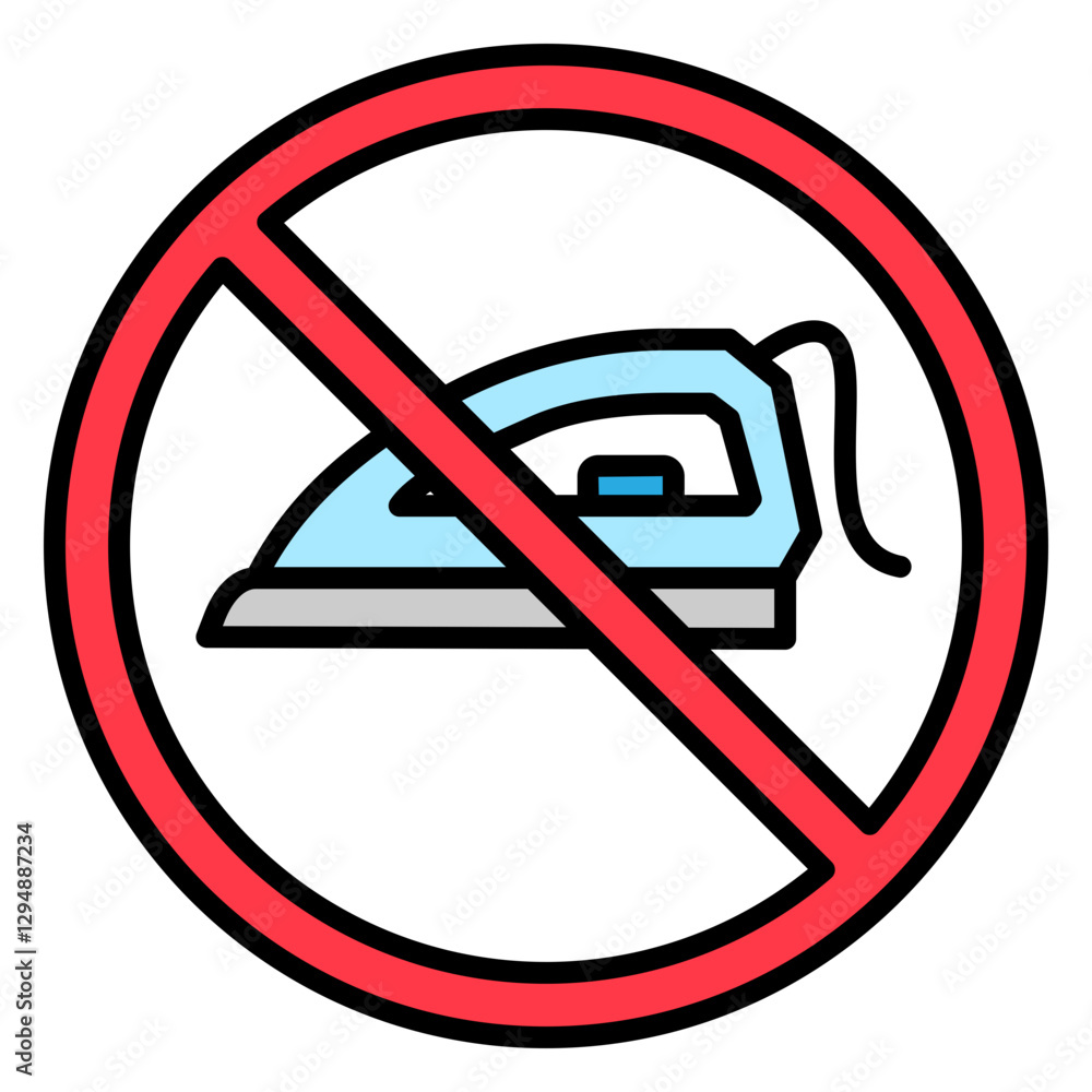 Illustration of No Iron Sign Filled Icon Illustration of No Iron Sign Filled Icon