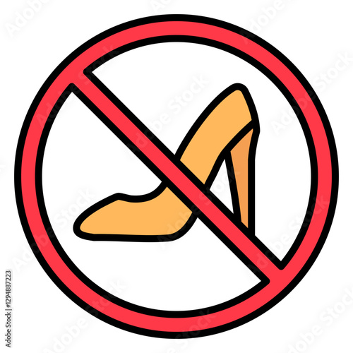 Illustration of No High Heels Sign Filled Icon