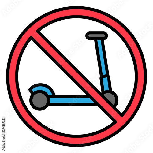 Illustration of No Kick Scooter Sign Filled Icon
