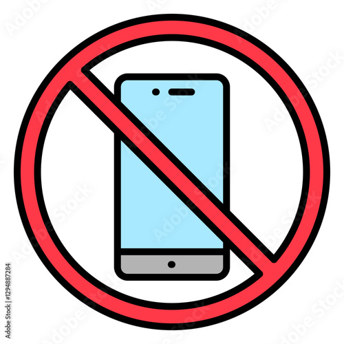 Illustration of No Mobile Phone Sign Filled Icon