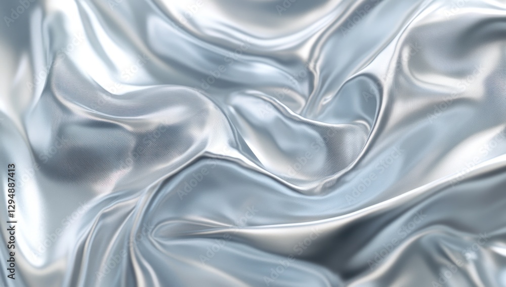 Obraz premium Elegant, flowing, smooth, silver fabric drapes in luxurious folds.