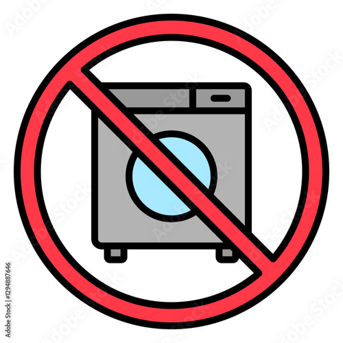 Illustration of No Washing Machine Sign Filled Icon
