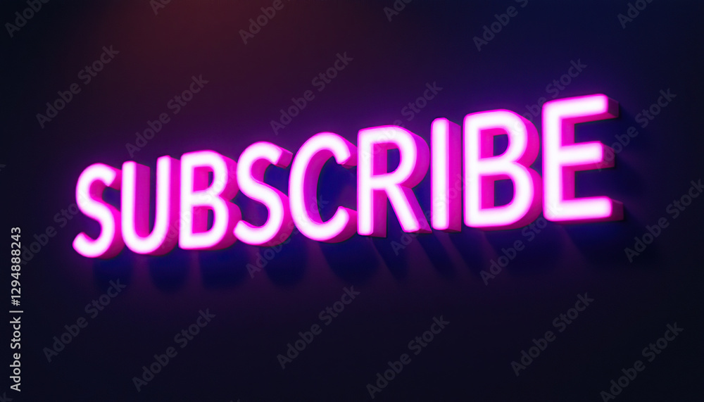 Obraz premium Pink Neon Subscribe Sign Digital Rendering