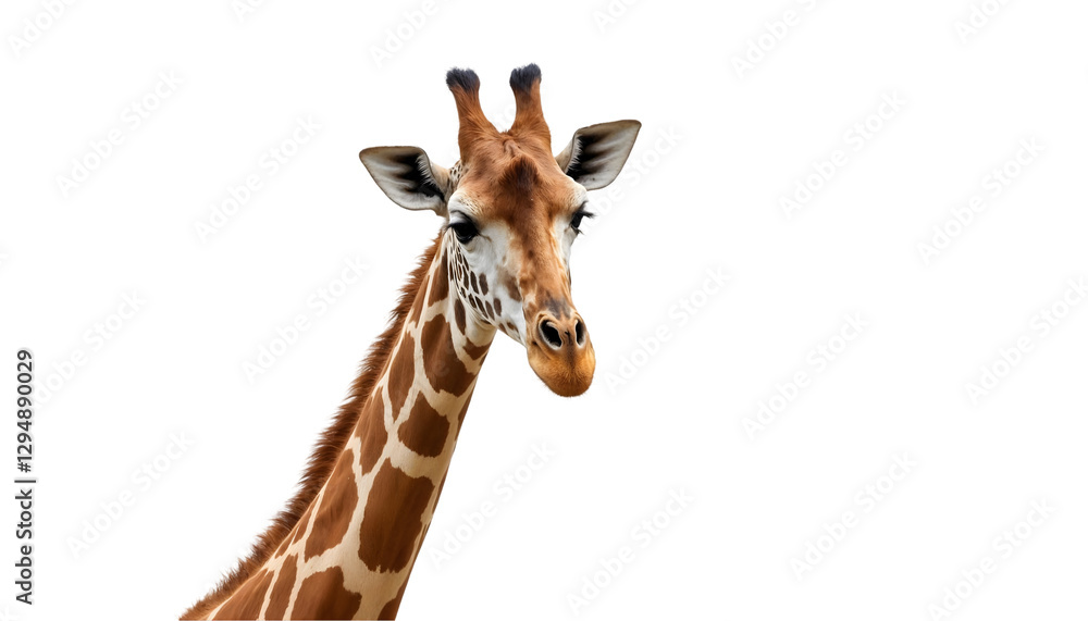 Fototapeta premium Photo Majestic Giraffe Portrait on Black Background