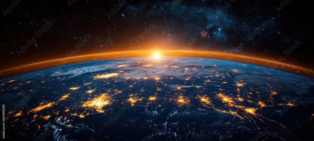 Obraz premium Earth from Space Hyper-Realistic View of Asia and Bangkok