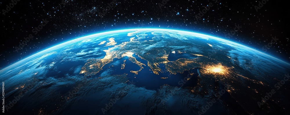 Fototapeta premium Earth at Night West Europe View from Space