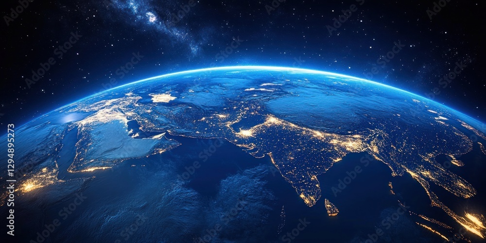 Obraz premium Earth from Space City Lights Night India