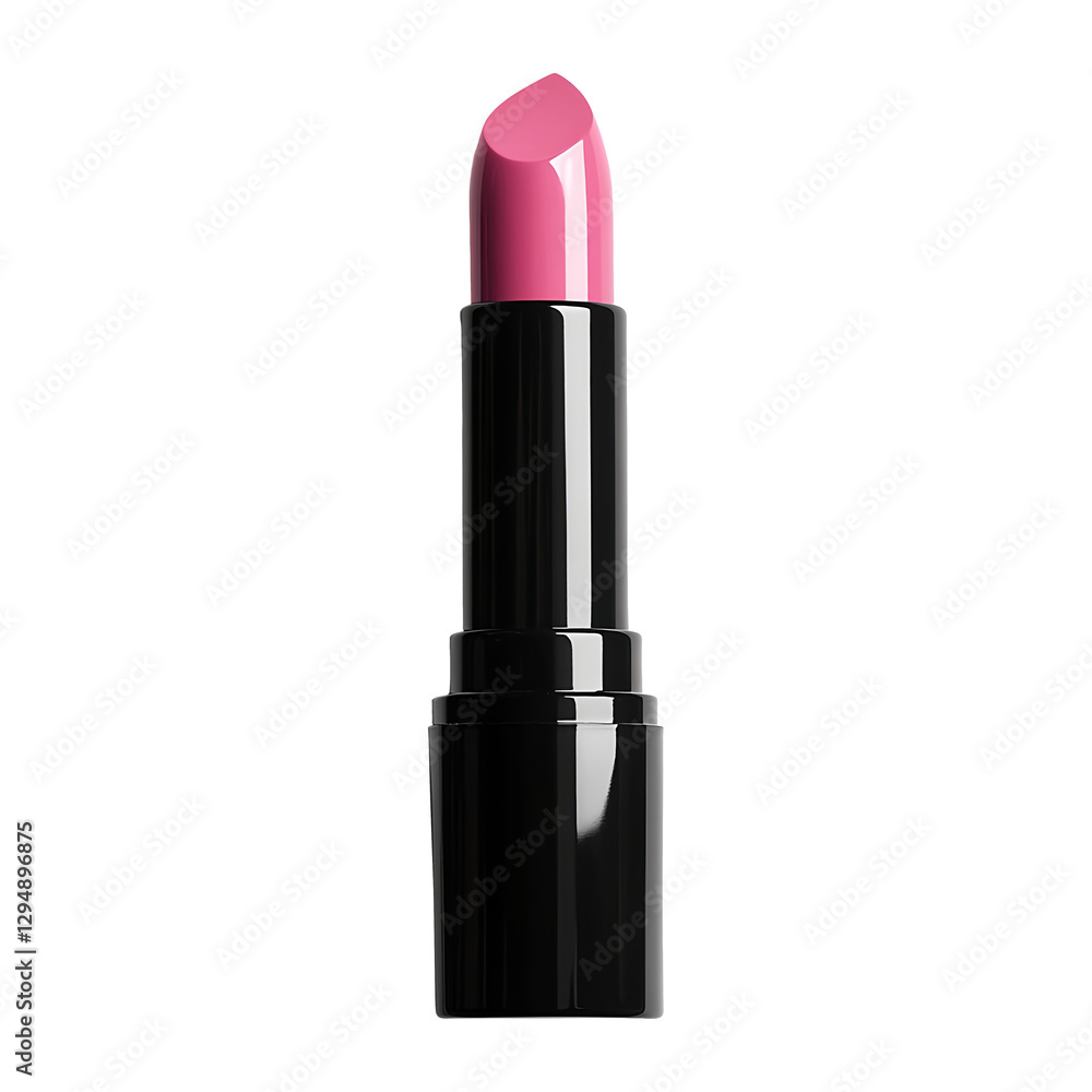 Pink lipstick in black case isolated on transparent background Pink lipstick in black case isolated on transparent background