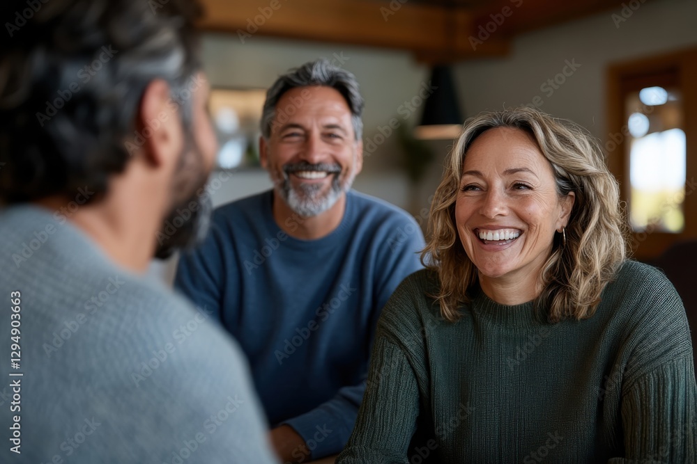 A lively group of three people sharing a joyful moment, all laughing and smiling, showcasing the warmth of human connection and the joy found in social interactions. A lively group of three people sharing a joyful moment, all laughing and smiling, showcasing the warmth of human connection and the joy found in social interactions.