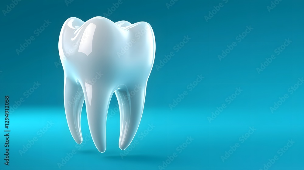 Perfect White Tooth Floating on Soft Blue Gradient Background   Dentistry and Healthcare Concept with 3D